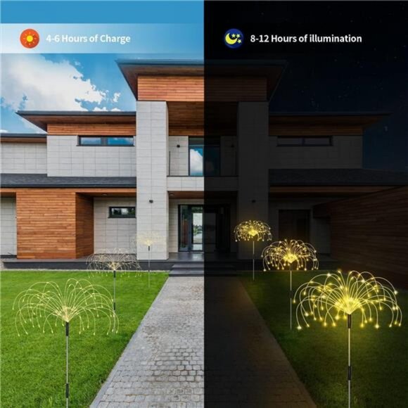 5 Pack 120 LED Solar Waterproof Decorative Starburst Lights Landscape Lamp - Picture 5 of 7